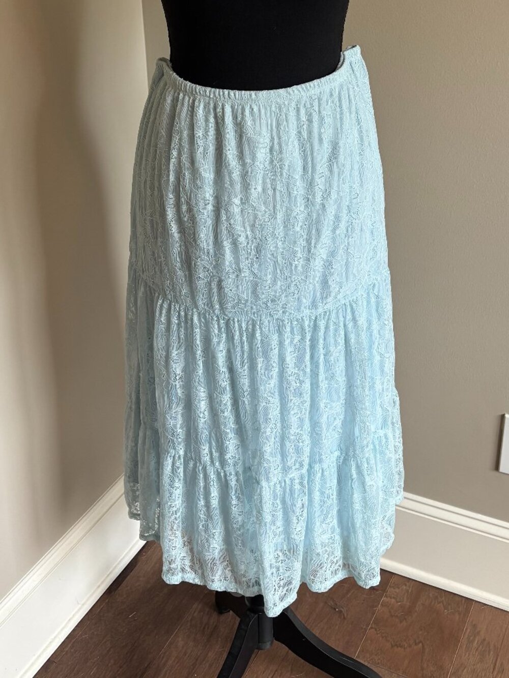 "Selfie" Baby Blue Lace Overlay Skirt